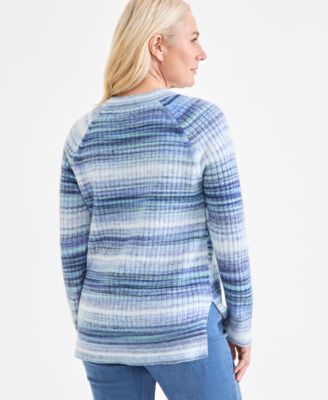 Women's Space-Dye Long-Sleeve Crewneck Sweater, Macy's Exclusive
