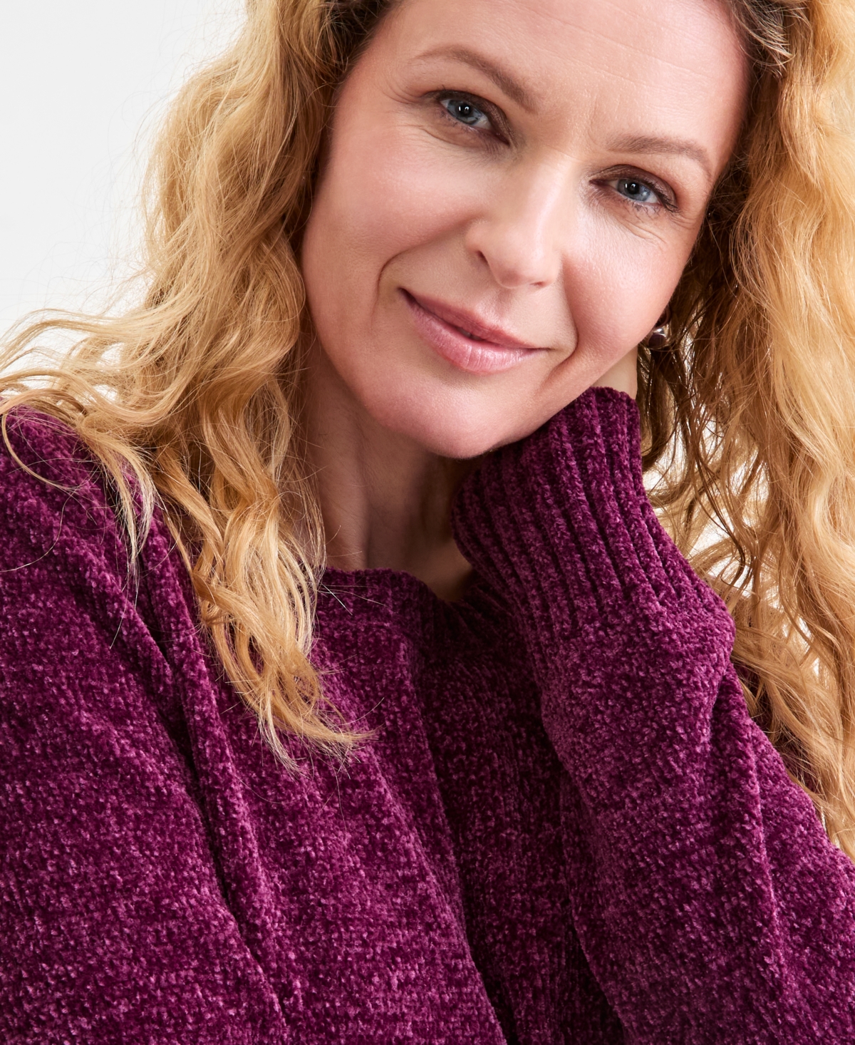 Style & Co Women's Crewneck Chenille Long-sleeve Sweater, Created For Macy's In Burgundy
