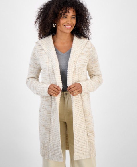 Женские Style & Co Women's Hooded Open-Front Cardigan
