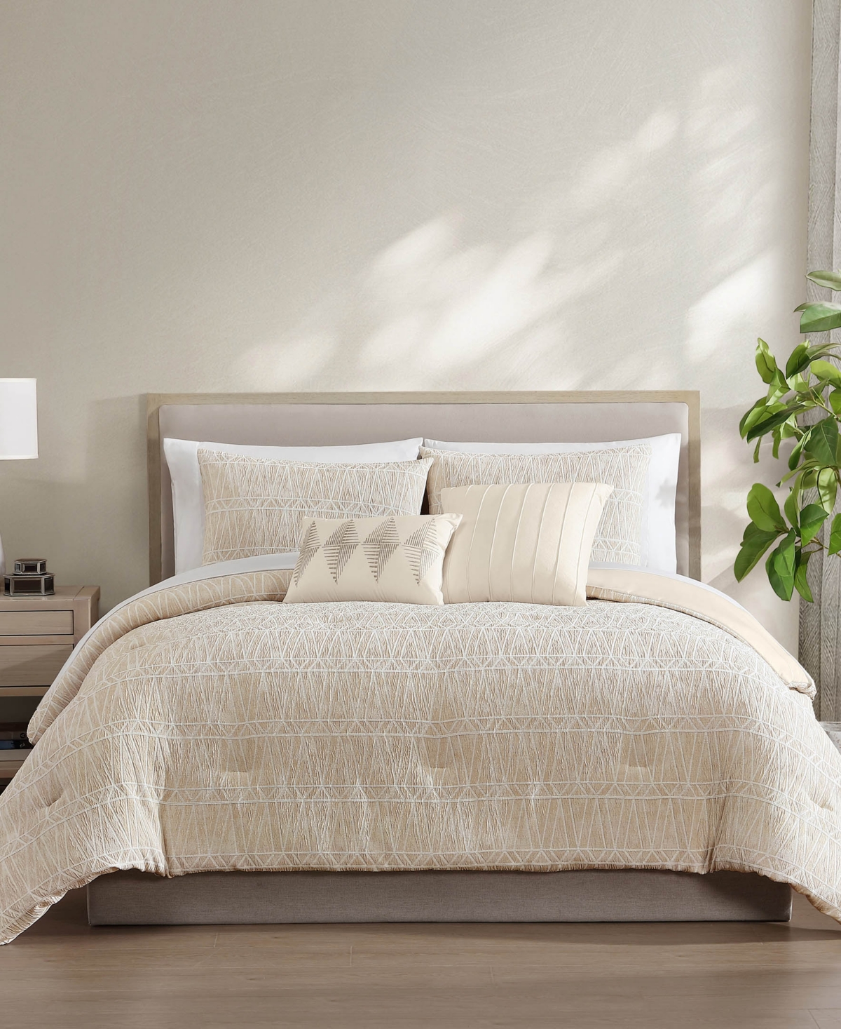 Hallmart Collectibles Wells Geometric 9-pc. Comforter Set, King In Sand