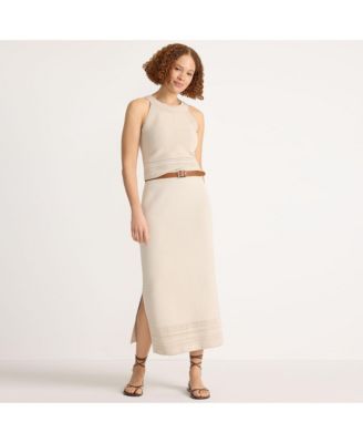Pointelle Halter Top Sweater Maxi Skirt Set