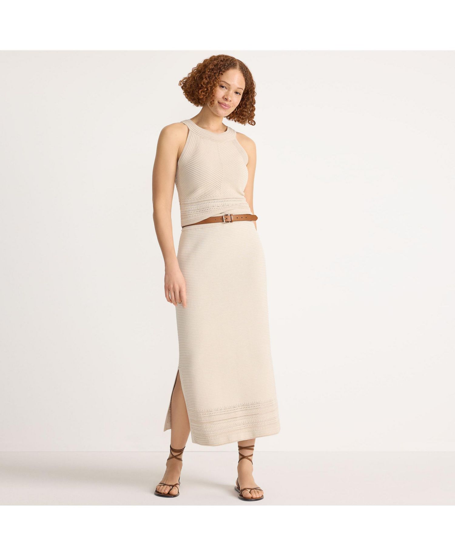 Women's Cotton Pointelle Sweater Maxi Skirt - Set Bottom