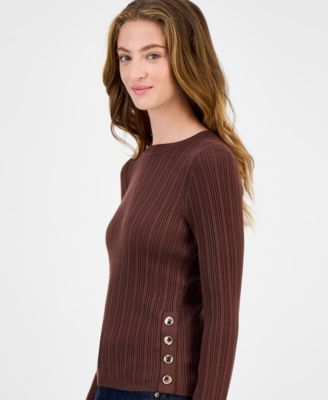 Juniors' Crewneck Long-Sleeve Sweater 