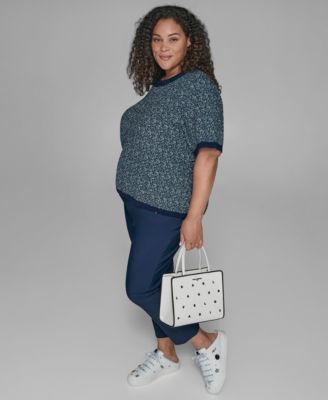 KARL LAGERFIELD PARIS Plus Size Short Sleeve Crew Sweater