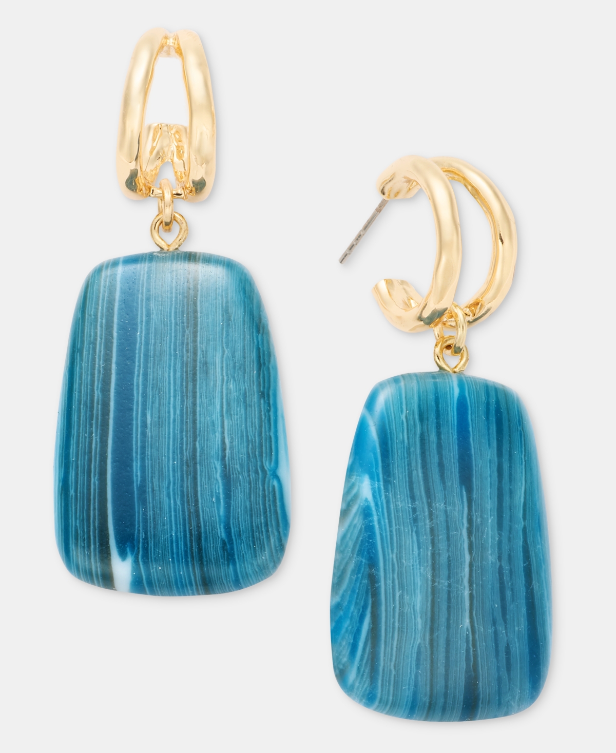 Style & Co Stone Charm Split Hoop Earrings, Macy's Exclusive In Brown