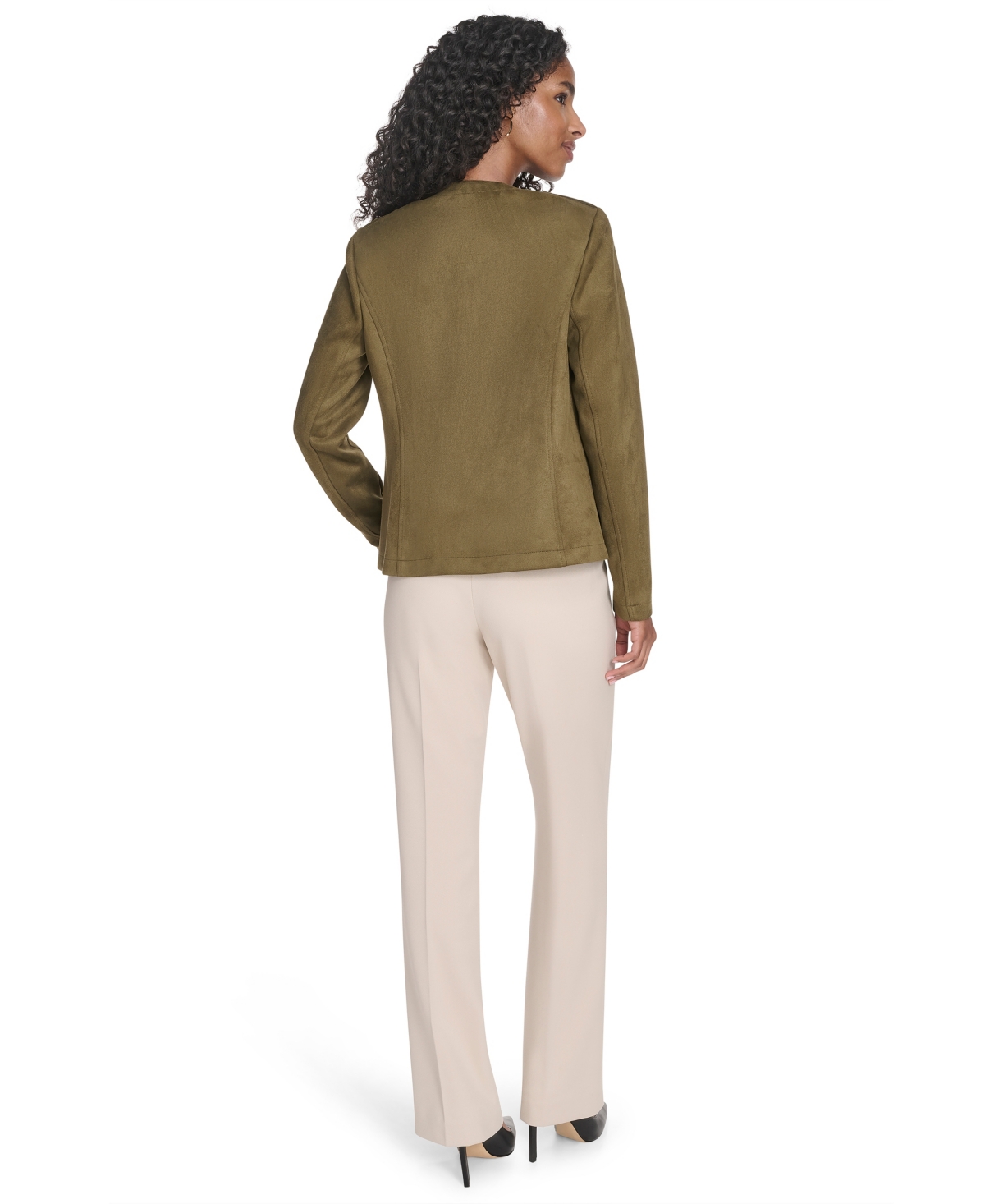 Tommy Hilfiger Women's Scuba Suede Long Sleeve Jacket In Green