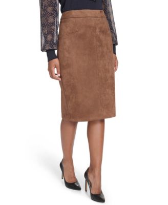 Women's Scuba Suede Knee Length Pencil Skirt