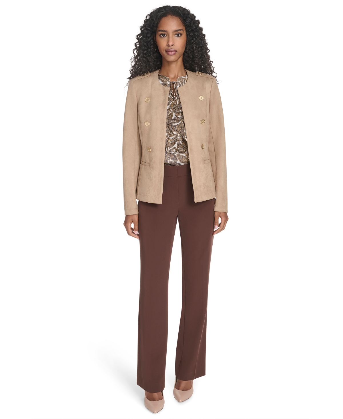 Tommy Hilfiger Women's Scuba Suede Long Sleeve Jacket In Neutral