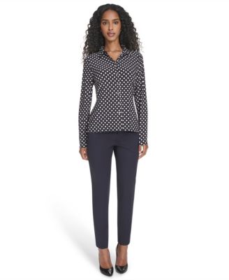 Women's Double Dot Knit Button-Up Top