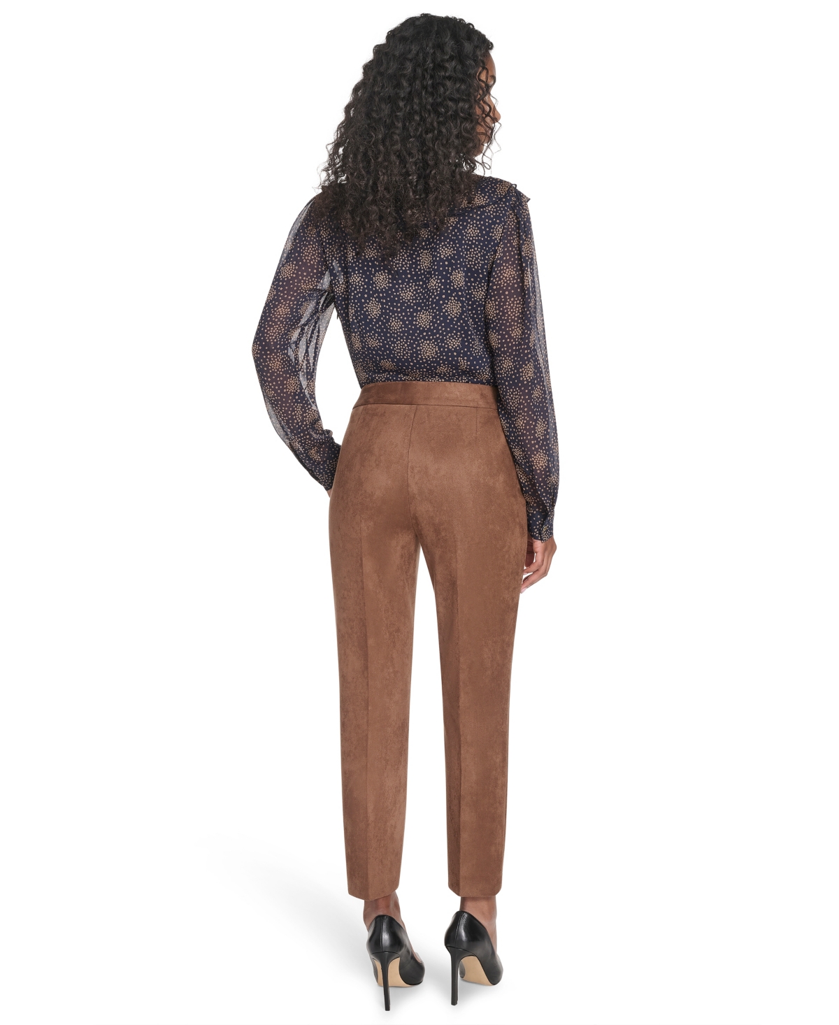 Tommy Hilfiger Women's Scuba Suede High-rise Ankle Pants In Brown