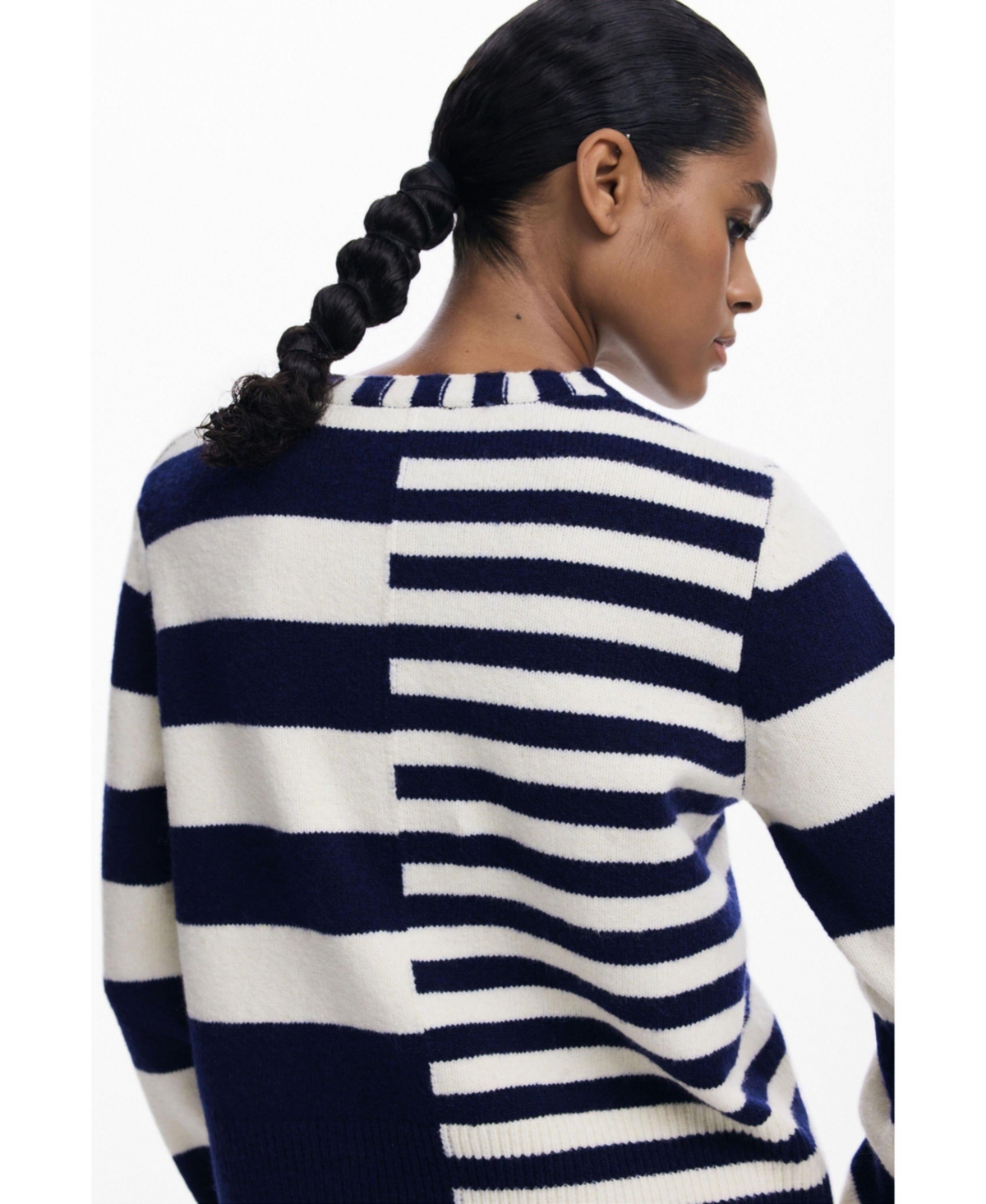 Desigual Mixed Stripe Sweater In Blue