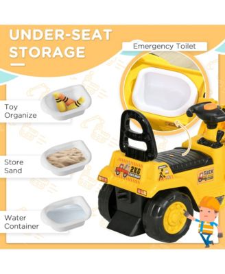 Kids Ride on Tractor with Storage, Excavator Scooter Gift for Kids