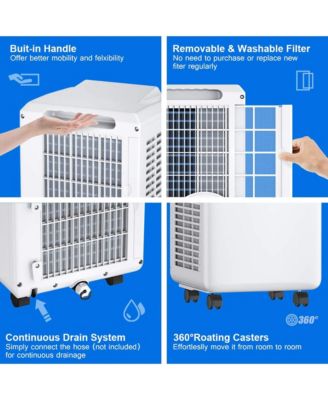 8000 BTU 3 in 1 Portable Cooler Fan Dehumidifier with Wheels Air Conditioner