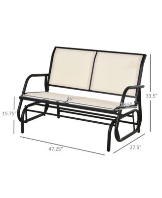 2-Person Outdoor Glider Bench, Patio Double Swing Rocking Chair Loveseat w/Powder Coated Steel Frame for Backyard Garden Porch, Beige
