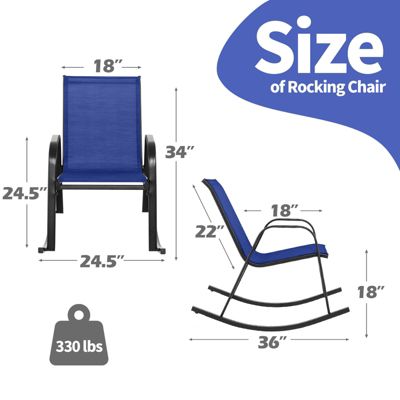 Patio Rocking Chair Heavy-Duty Metal Rocker Outdoor Anti-Slip