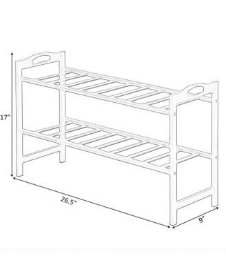 Bamboo Storage Shoe Rack, Free Standing Shoe Organizer Storage Rack, 2 Tier