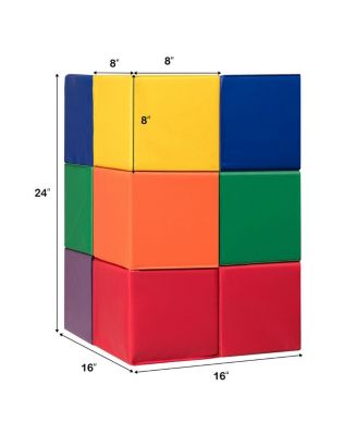 12-Piece 8'' PU Foam Big Building Blocks Colorful Soft Blocks Play Set For Kids