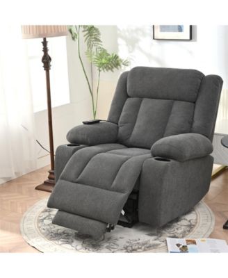   1 Pc   Fabric Upholstered, USB Port, Remote, Cup Holders, Side Pockets   Power Lift, Massage & Heat  Recliner Chair