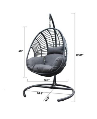 High Quality Outdoor Indoor Black color PE Wicker Swing Egg chair with Antracite Color Cushion And Black Color Base