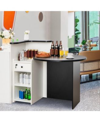 Front Reception Office Desk with Open Shelf and Lockable Drawer