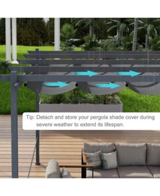 12x12FT Pergola Replacement Canopy- Retractable Sun Shade Cover with Water-Resistant & UPF 50+ UV Blocking for Outdoor Patio, Brown/Gray