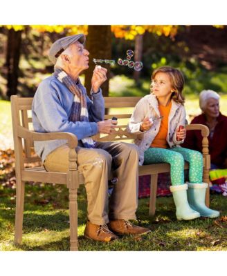 2-Person Garden Bench w/ Wide Backrest & Curved Armrests for Backyard