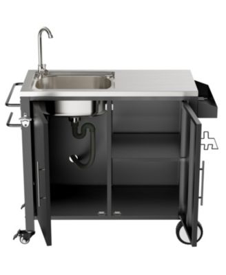 Outdoor Grill Table with Sink & Cabinet