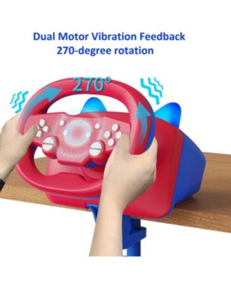 Gaming Racing Wheel, Wireless Steering Wheel for Nintendo Switch, PC, PS4/PS3, iOS, Android - Vibration, LED Lights, Adjustable Sensitivity