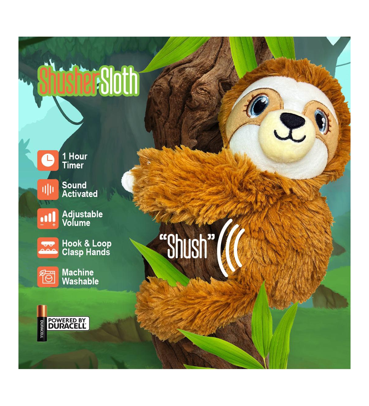 BabyShusher Shusher Sloth by Baby Shusher & 6-Pack Shushies Bundle