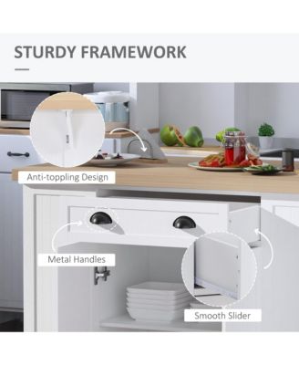 White Kitchen Helper: Freestanding Island Table with Drop Leaf