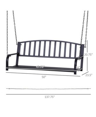 2 Person Front Porch Swing Patio Swing Bench, Outdoor Steel Swing Chair with Sturdy Chains, for Backyard, Deck, 528 lb Weight Capacity, Black