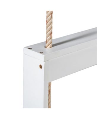 Patio Wooden Twin Size Porch Swing Daybed Frame, Garden Swing Bench Chair with 4 Hanging Ropes for Backyard,Outdoor,White