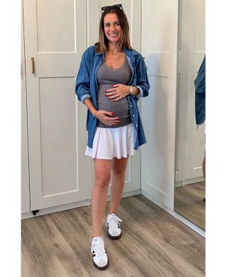 Maternity Ivory Ribbed Sleeveless Ruched Tank Top