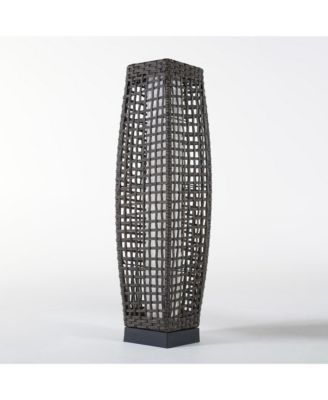 Waist Drum Rattan Floor Lamp, Square Hollow Woven Design for Indoor/Outdoor Ambiance Lamp