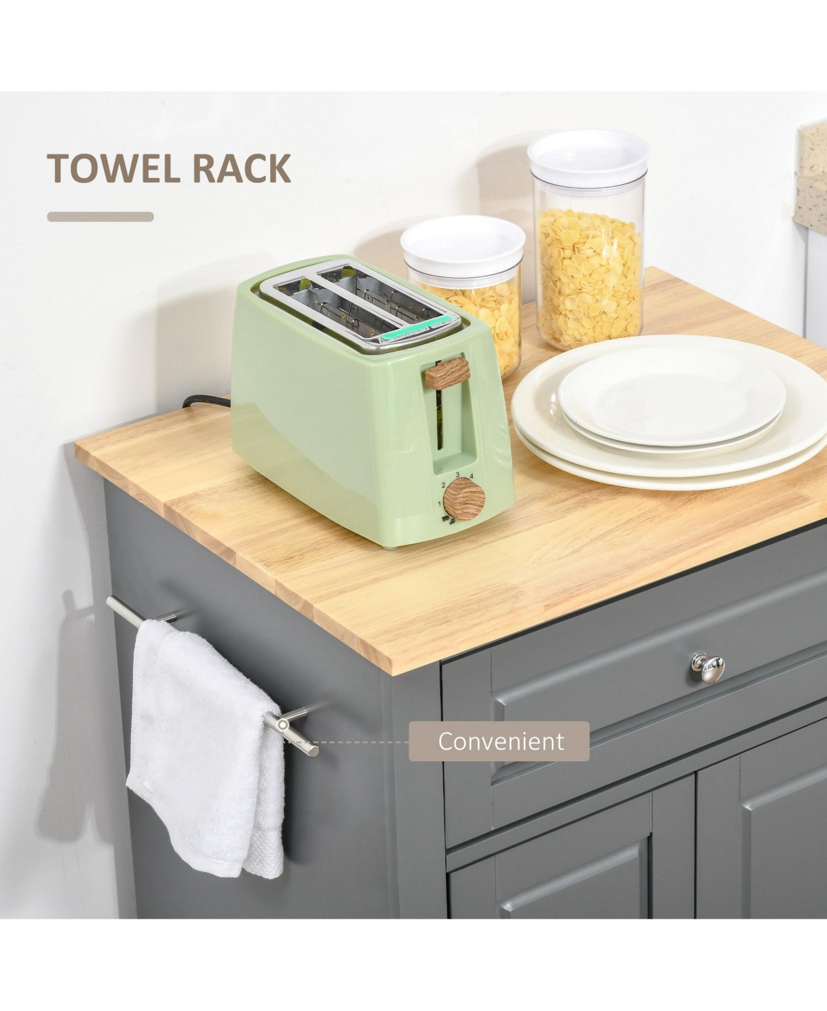 Halifax North America Gray Kitchen Helper: Rolling Cart with Drawer and Towel Racks