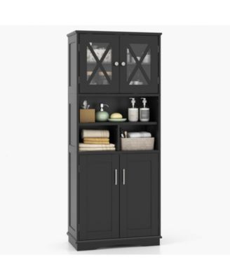Tall Bathroom Cabinet Large Floor Storage Cabinet with Acrylic Doors & 3 Cubes