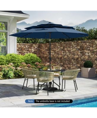 10 FT Solar Patio Umbrella w/ 32 LED Lights 3-Tier Vented Top Tilt Adjustment
