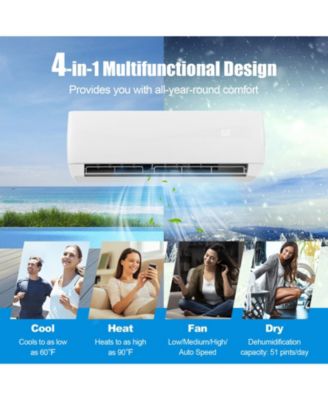 9,000 BTU Cooling, 19 SEER2, 115V Mini Split Air Conditioner & Heater, Wall Mount AC Unit
