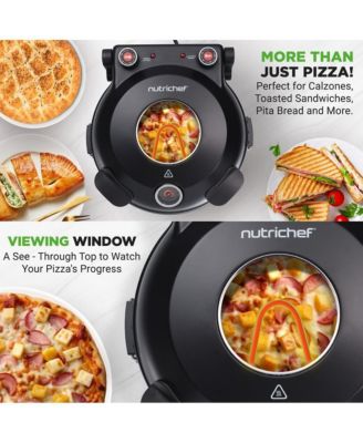 Countertop Pizza Maker - Electric Pizza Oven with Temperature Controls, Window and Thermometer (Black)