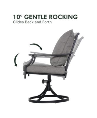 Outdoor Lounge Chair,Rust Proof Steel Frame W/ Armrests And Upholstered 360Â&deg;Swivel Chair