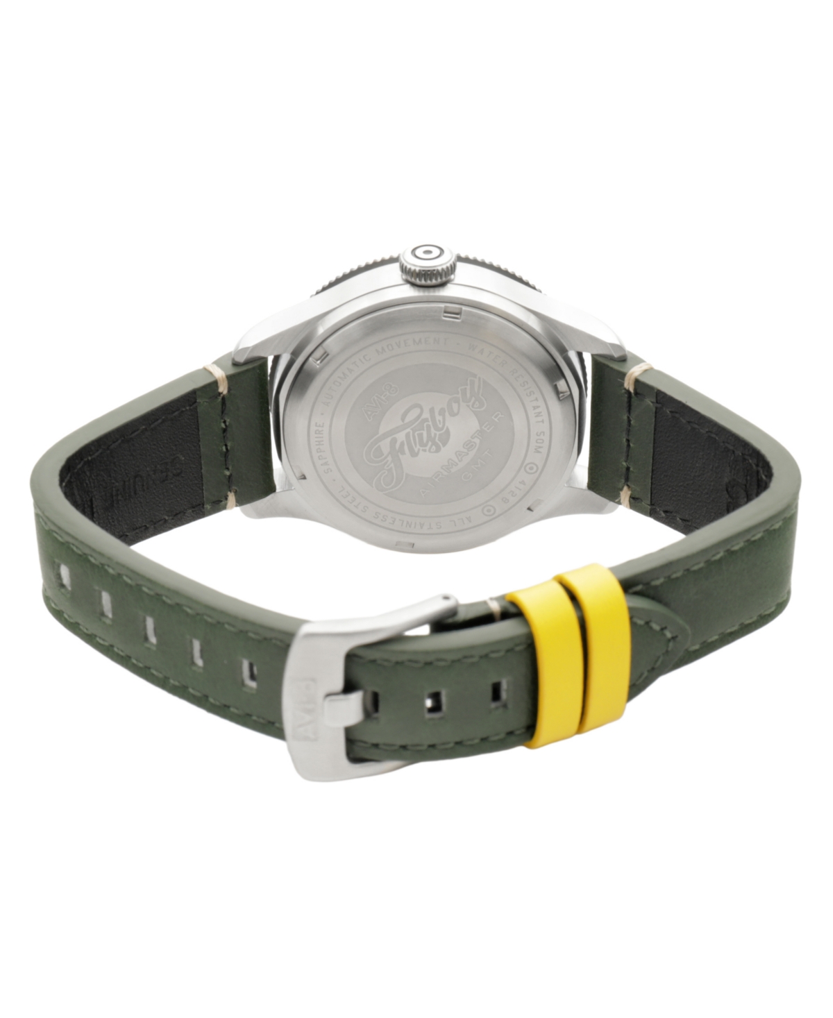 Avi-8 Men's Flyboy Green Leather Strap Watch, 40mm