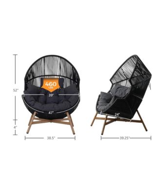 Hand-Woven Wicker Oversized Egg Chair,Rust-Resistant Steel Frame & 6.25" Thick Cushion Chair