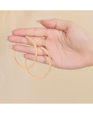 Textured Gold-Tone Large Hoop Earrings