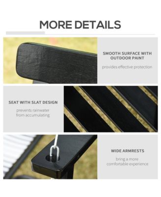 2-Seater Hanging Porch Swing Outdoor Patio Swing Chair Seat with Slatted Build and Chains, 440lbs Weight Capacity, Black