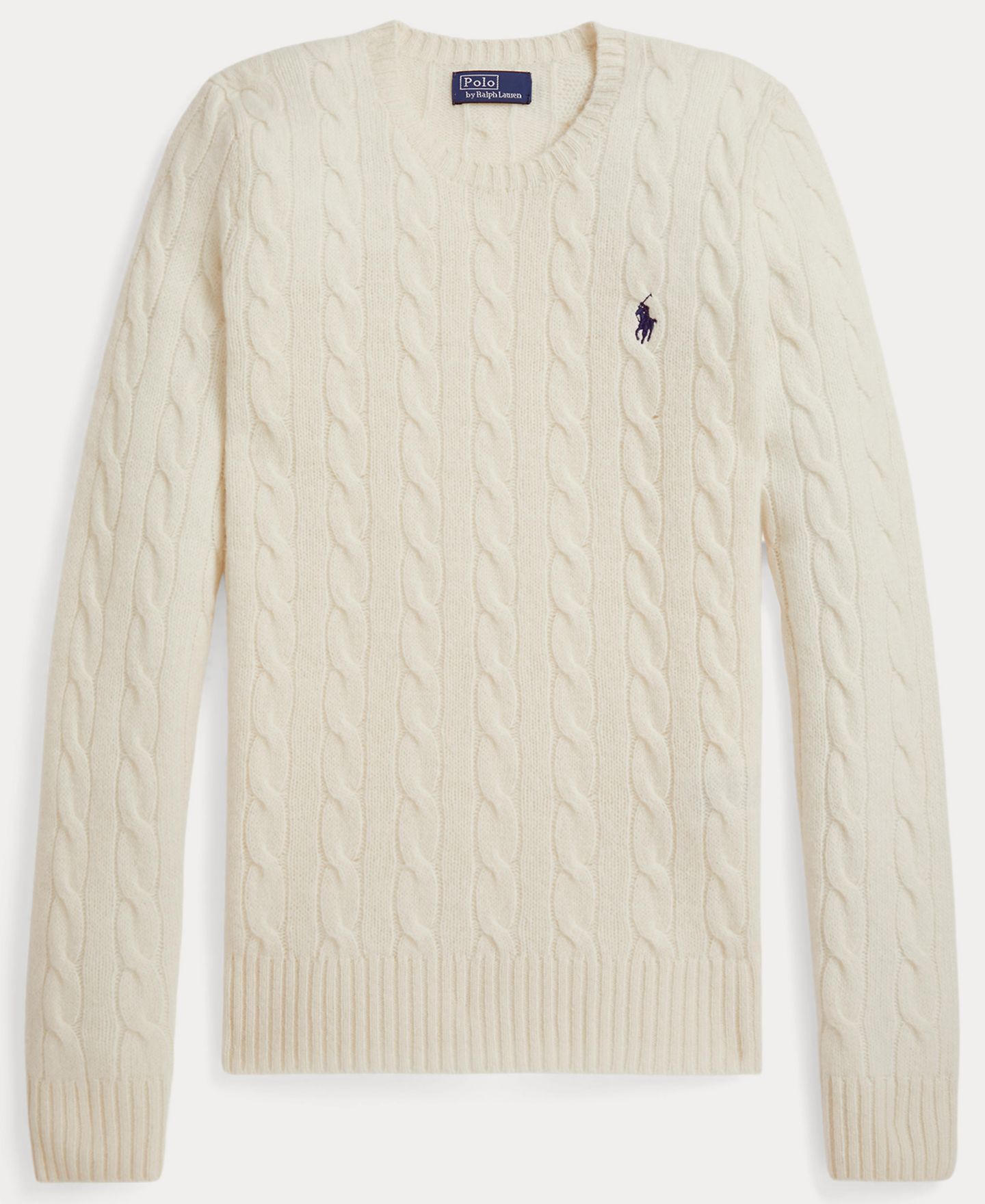 Женский свитер Polo Ralph Lauren Cable Wool-Cashmere Crew Neck, цвет: Кремовый — фото 6