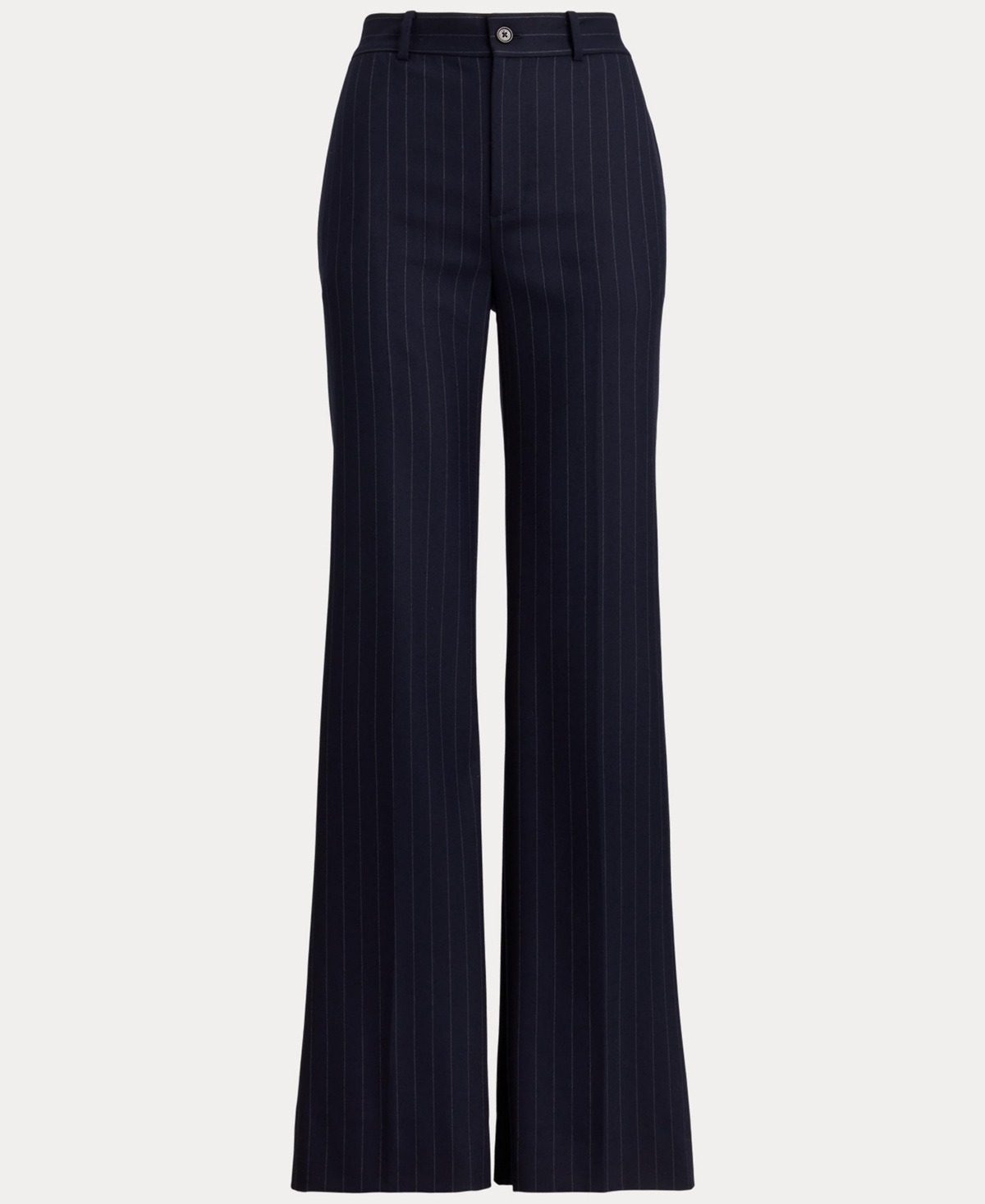 Ralph Lauren Pinstripe Wool-blend Twill Wide-leg Pant In Black