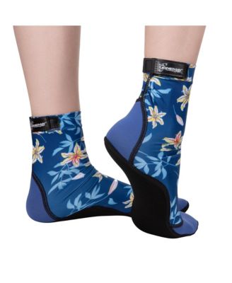 High Top SeaSnug Beach Socks for All Beach and Sand Activities - Geometric Palm / 4XS