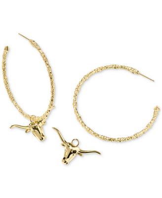 Gold-Tone Longhorn Large Hoop Earrings, 2"