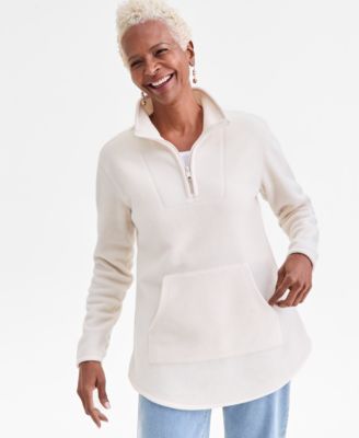 Women's Polar Fleece Quarter-Zip Mock-Neck Sweatshirt, Created for Macy's