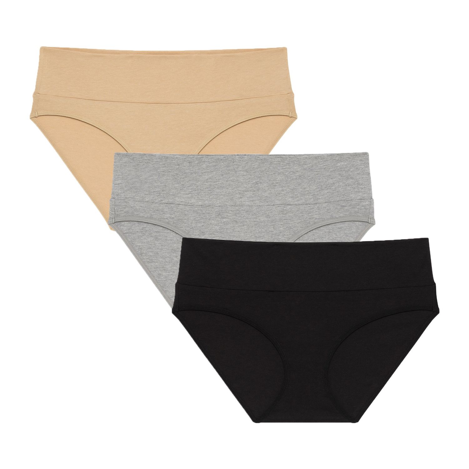 Maternity Motherhood Cotton Foldover Waistband Brief Panty, 3-Pack